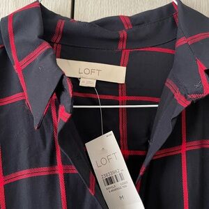 LOFT Navy and Red Blouse